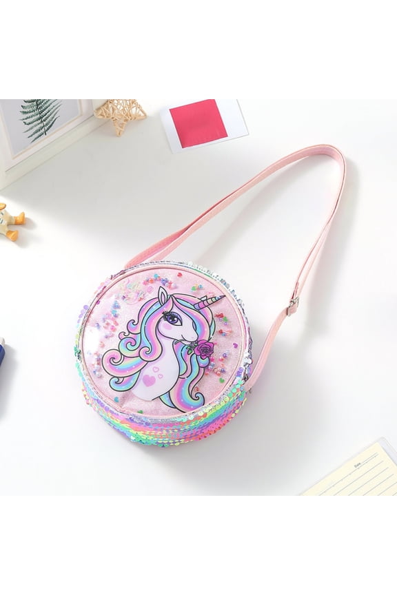 Sequin Unicorns Crossbody Bag Gifts Kids Purse for Little Girls Toys Presents