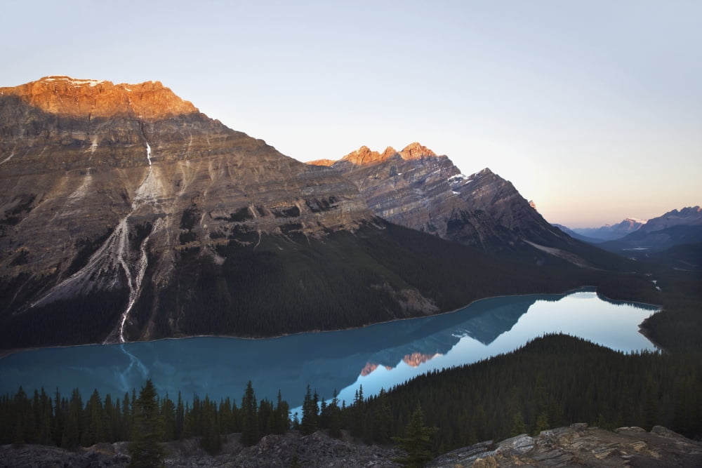 Peyto Lake A Glacial Lake In Banff National ParkBanff Alberta Canada Canvas Art - Benjamin Rondel Design Pics (19 x 12)