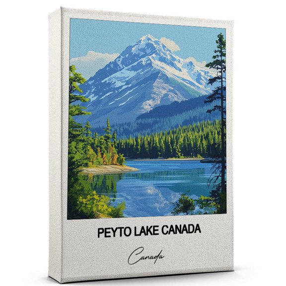 Peyto Lake Canada Travel Scenic Canvas Wall Art -Canada Canvas – Nature-Inspired Print for Bedroom, Living Room, or Office – Travel Gift