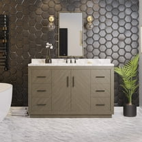 Peyton 60" Single Bathroom Vanity with Gray Oak Cabinet and Carrara Marble Top