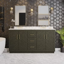 Peyton 72" Double Bathroom Vanity with Dark Oak Cabinet and Carrara Marble Top