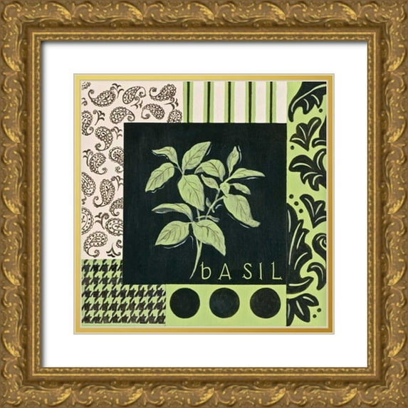 Peyton, Hanna 26x26 Gold Ornate Wood Framed with Double Matting Museum Art Print Titled - Herbal Zest III
