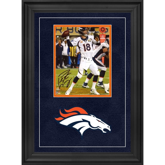 Peyton Manning Denver Broncos Deluxe Framed Autographed 8" x 10" Super Bowl 50 Champions Action Vertical Photograph - Fanatics Authentic Certified