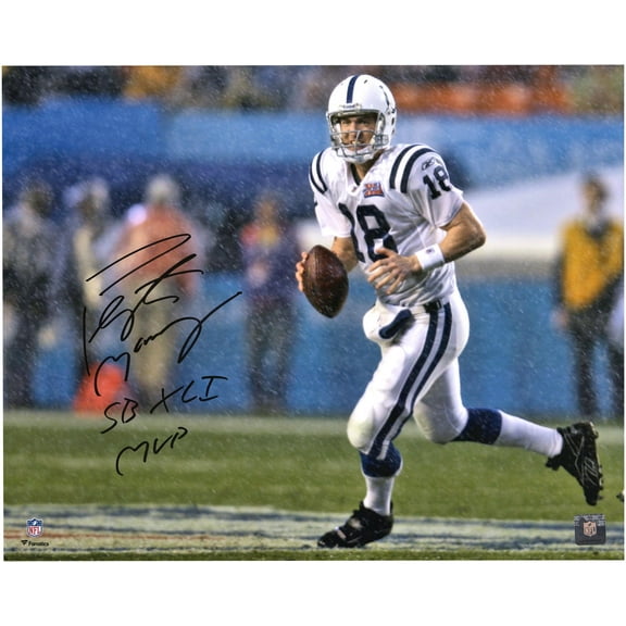 Peyton Manning Indianapolis Colts Autographed 16" x 20" Super Bowl XLI Rain Photograph with "SB XLI MVP" Inscription - Fanatics Authentic Certified