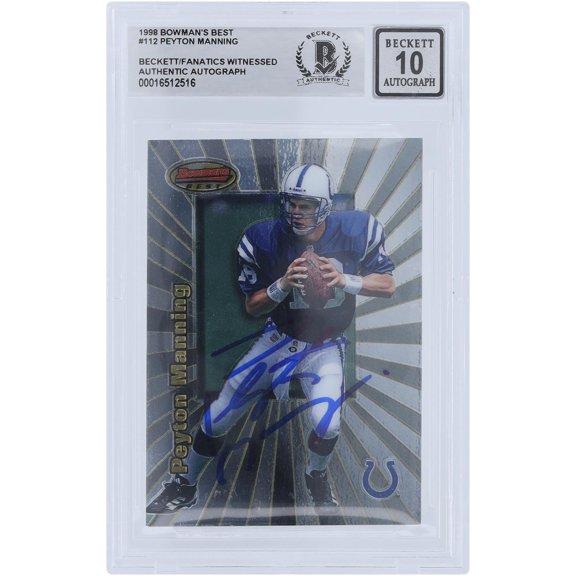 Peyton Manning Indianapolis Colts Autographed 1998 Bowman's Best #112 Beckett Fanatics Witnessed Authenticated 10 Rookie Card - Fanatics Authentic Certified
