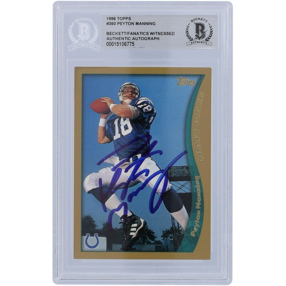 Peyton Manning Indianapolis Colts Autographed 1998 Topps #360 Beckett Fanatics Witnessed Authenticated Rookie Card - Fanatics Authentic Certified