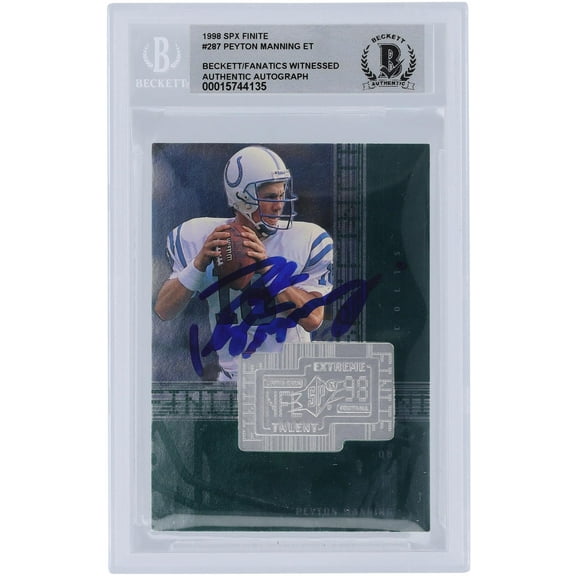 Peyton Manning Indianapolis Colts Autographed 1998 Upper Deck SPX Finite #287 Beckett Fanatics Witnessed Authenticated 10 Rookie Card - Fanatics Authentic Certified