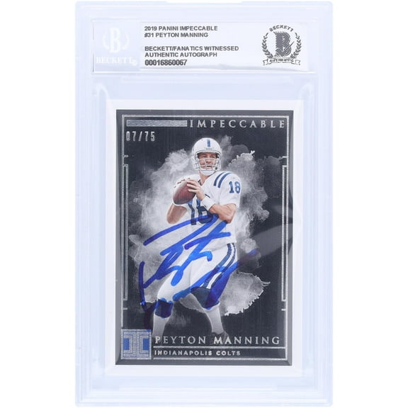 Peyton Manning Indianapolis Colts Autographed 2019 Panini Impeccable #31 #/75 Beckett Fanatics Witnessed Authenticated 10 Card - Fanatics Authentic Certified