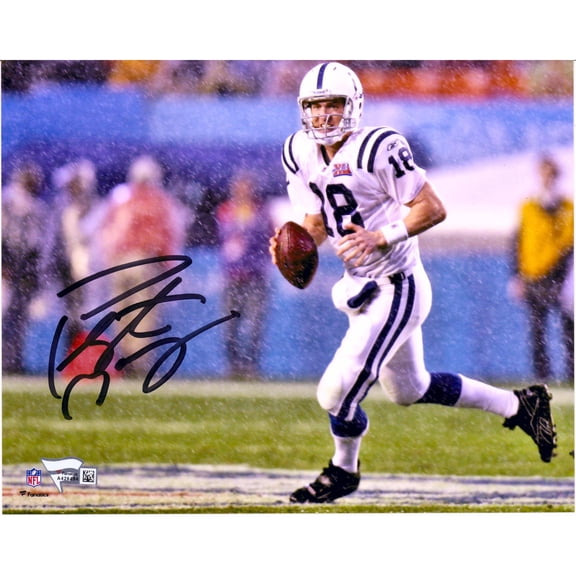 Peyton Manning Indianapolis Colts Autographed 8" x 10" Super Bowl XLI Running in Rain Photograph - Fanatics Authentic Certified