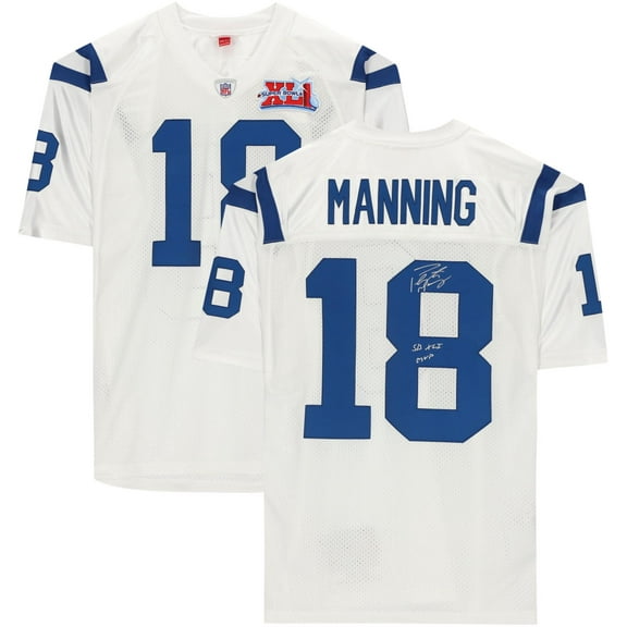 Peyton Manning Indianapolis Colts Autographed White Mitchell & Ness Super Bowl Authentic Jersey with "SB XLI MVP" Inscription - Fanatics Authentic Certified