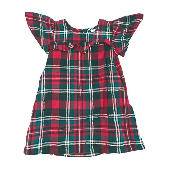 Peyton & Parker Infant & Toddler Girls Red Green & Gold Plaid Holiday Dress 6-9M