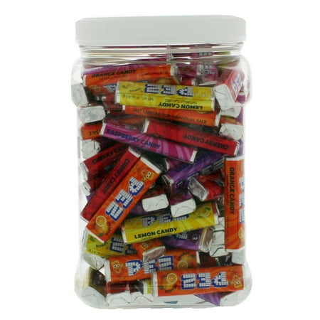 Pez 2.25 Pound Bulk Rolled Pez Candy - Assorted Bulk Pez Rolls in 64 FL OZ Gift Ready Reusable Square Jar