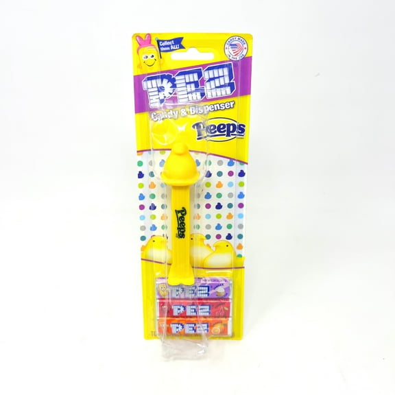 Pez Candy Dispenser with Candy Refills Peeps Pez Yellow Damaged Packaging
