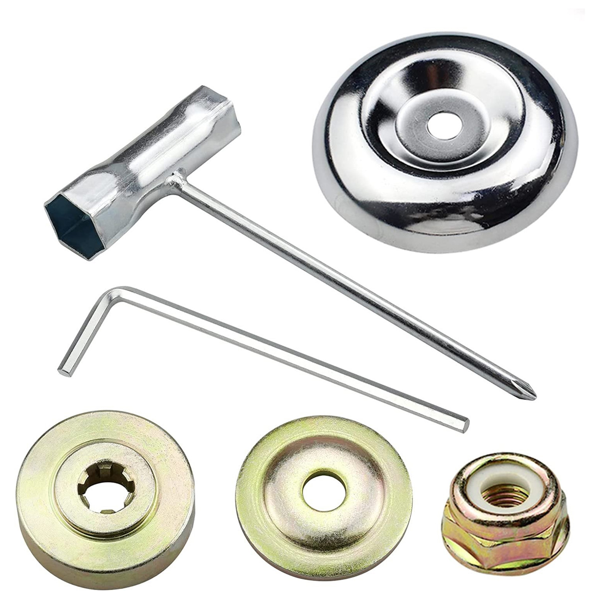 Kit Dado Testa Decespugliatore 5 Pezzi - In Acciaio Per Fissaggio Lame - Accessori Tosaerba - Foto 10