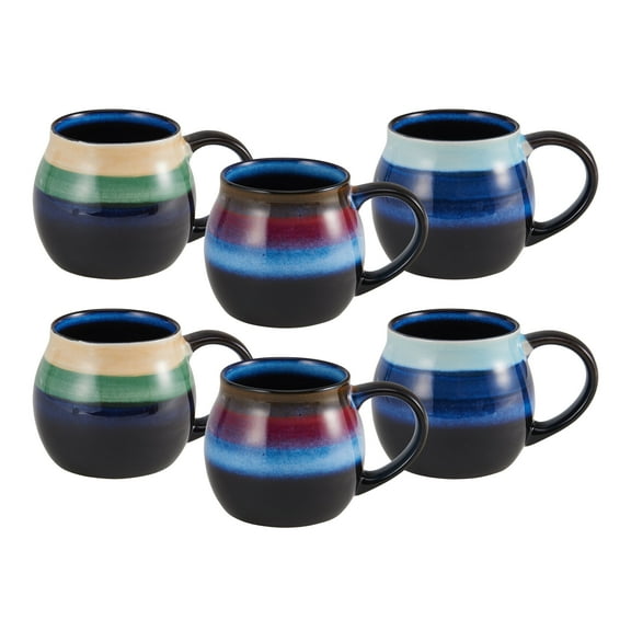 Pfaltzgraff® 16-Ounce Reactive Brush Set of 6 Stoneware Mugs in 3 Colorways