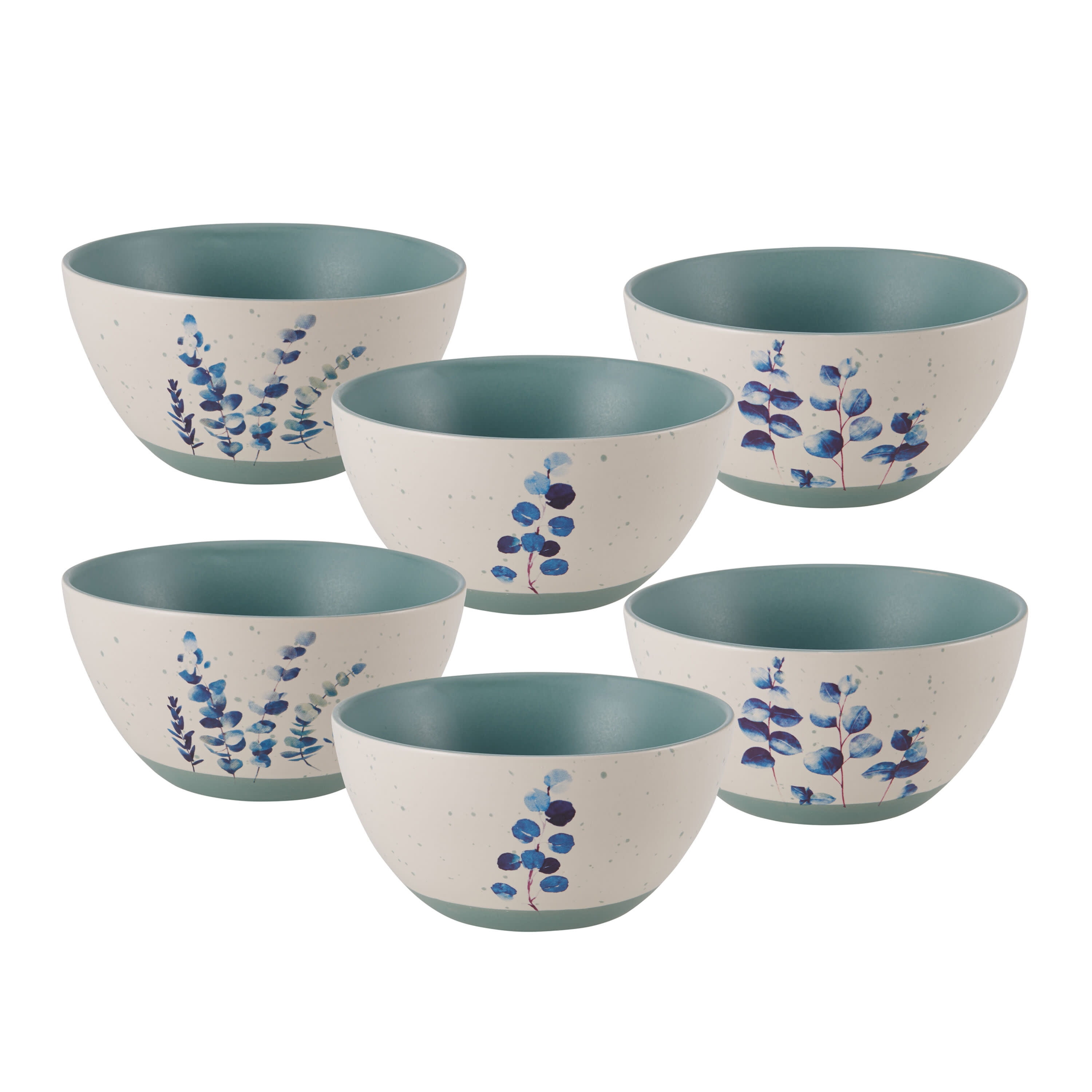 Pfaltzgraff Venice Storage Bowls, 6 inch, Teal and White