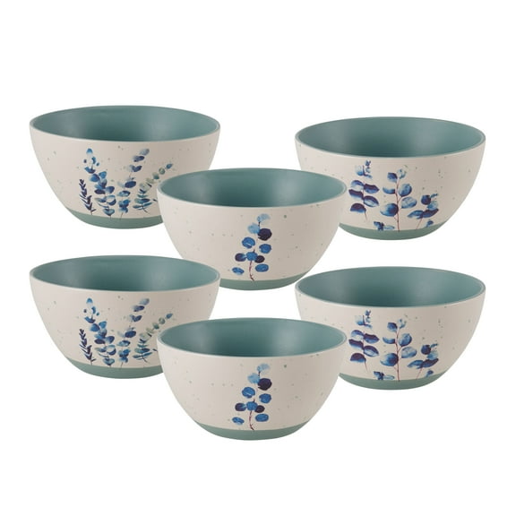 Pfaltzgraff 24-Ounce Matte Floral Stoneware Set of 6 Bowls in Assorted Colors