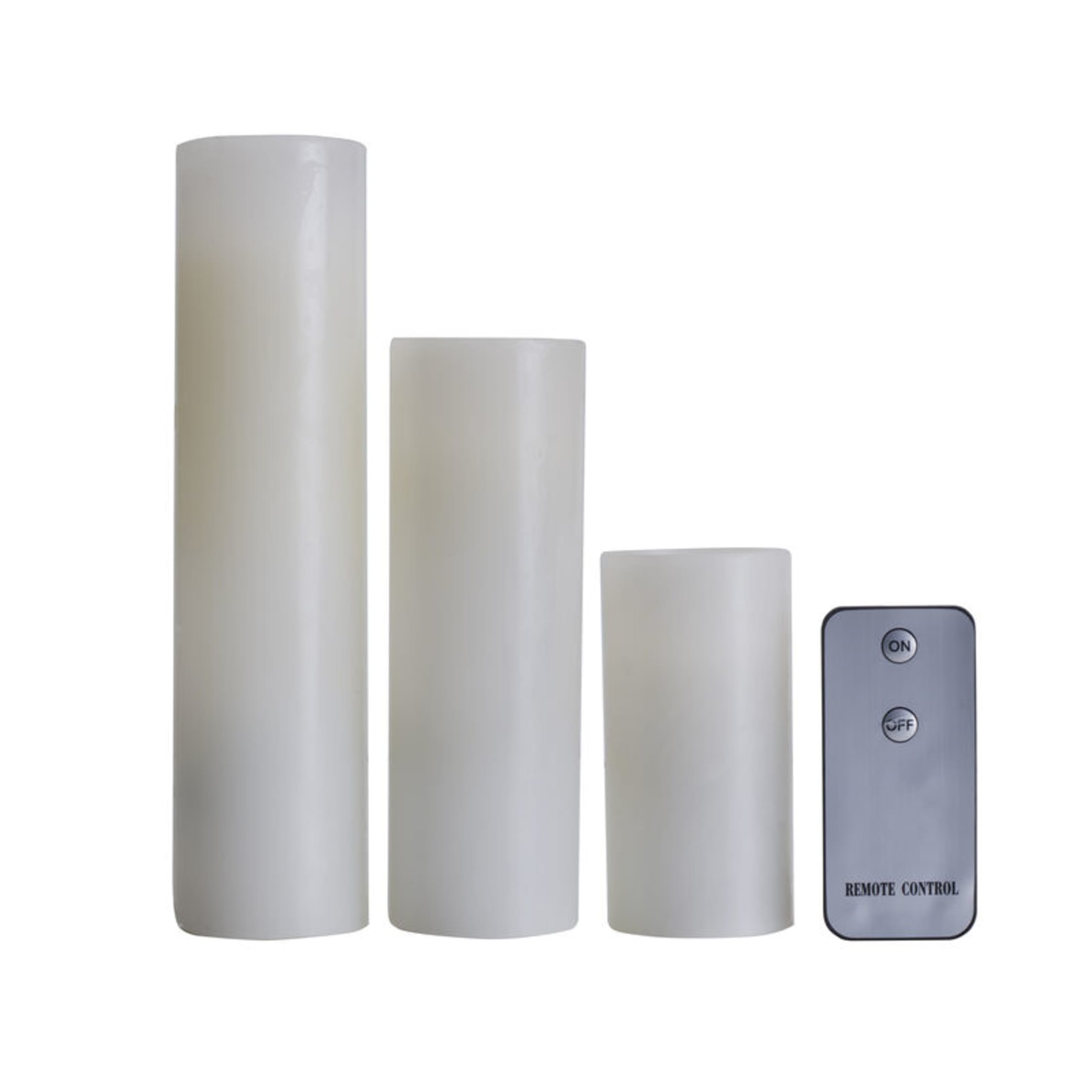 Pfaltzgraff 2X4, 2X6 and 2X8 inch, Wax Led Candles, Set of 3, White