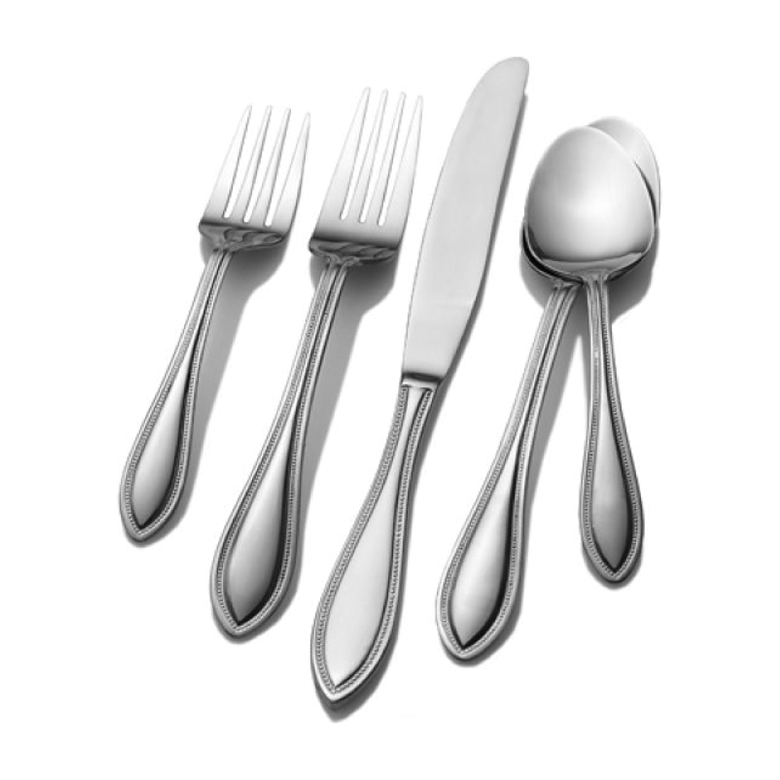 Polished Stainless Steel 20-Piece Flatware Set with Dome Center Embellishment