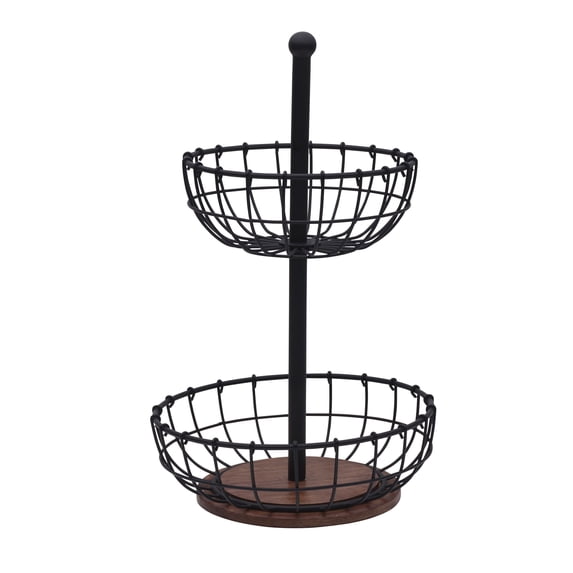 Pfaltzgraff Anvil Metal Wire Cage 2 Tier Fruit Storage Basket, Black