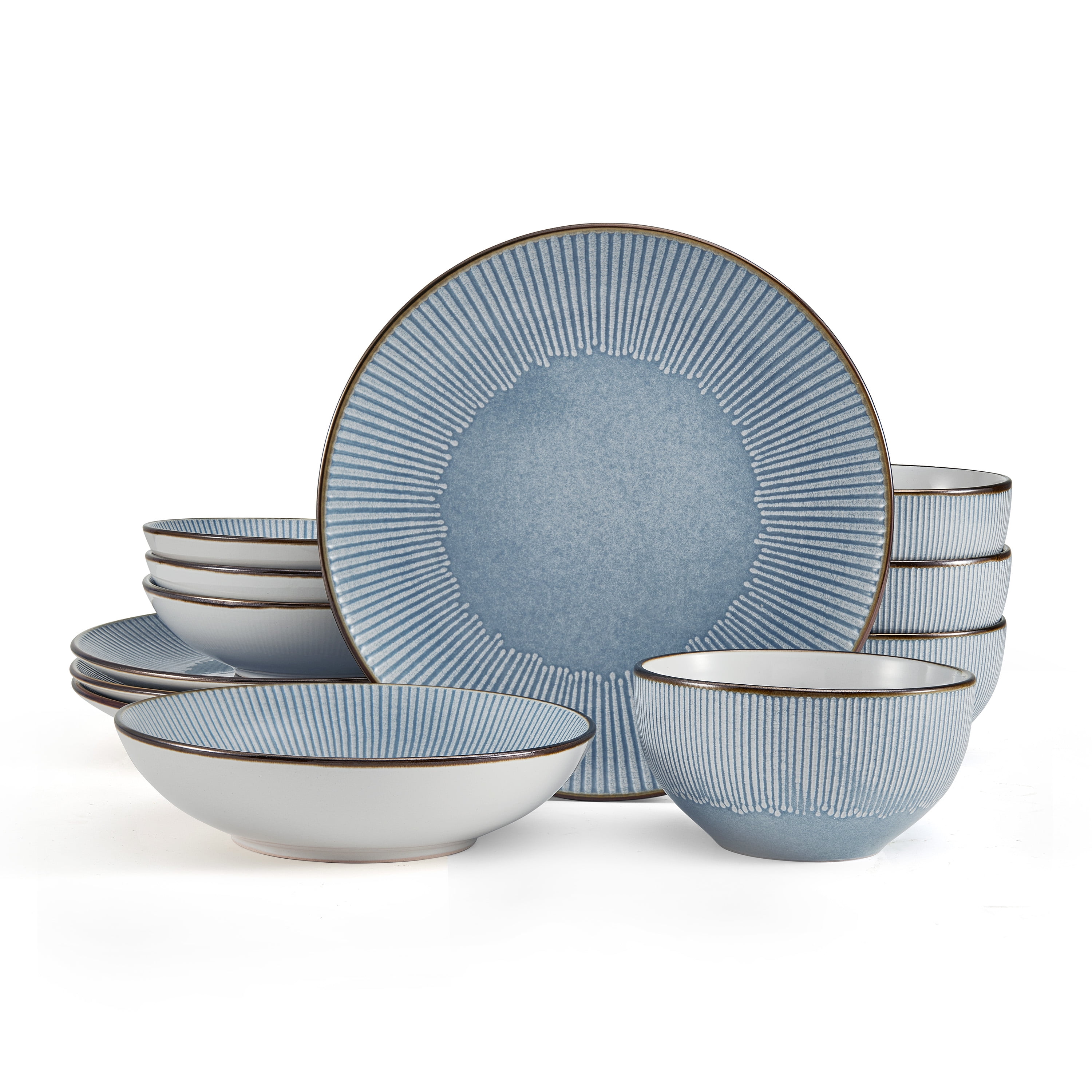 Pfaltzgraff Arlie 12 Piece Stoneware Dinnererware Set Blue