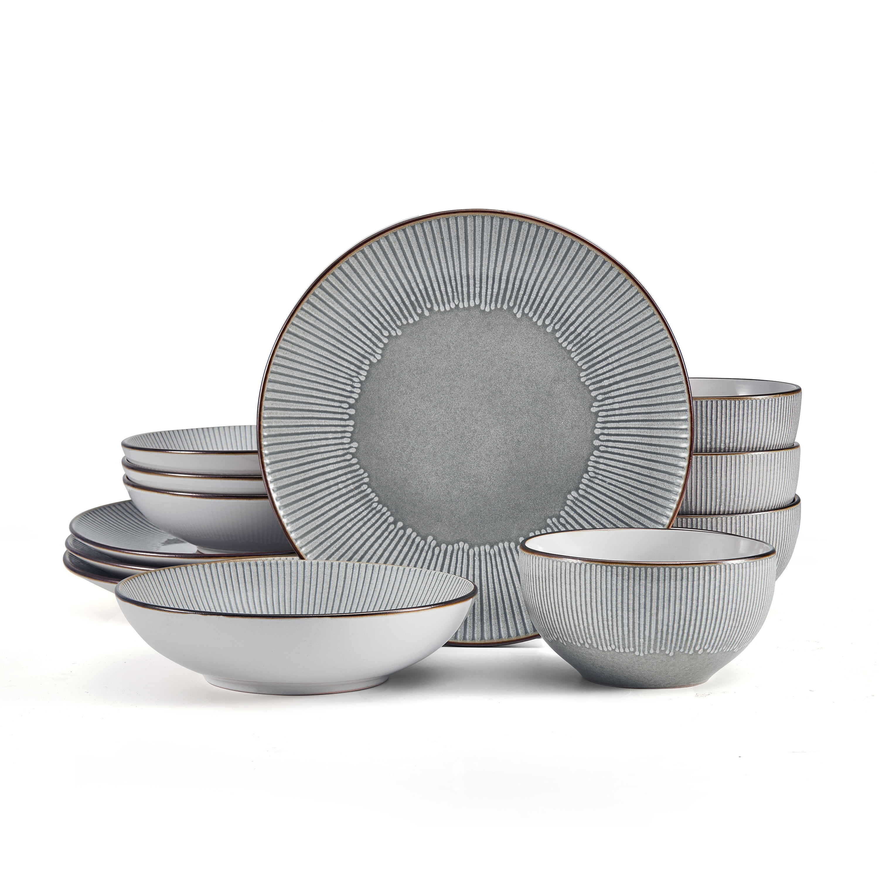 Pfaltzgraff Arlie 12 Piece Stoneware Dinnnerware Set Gray