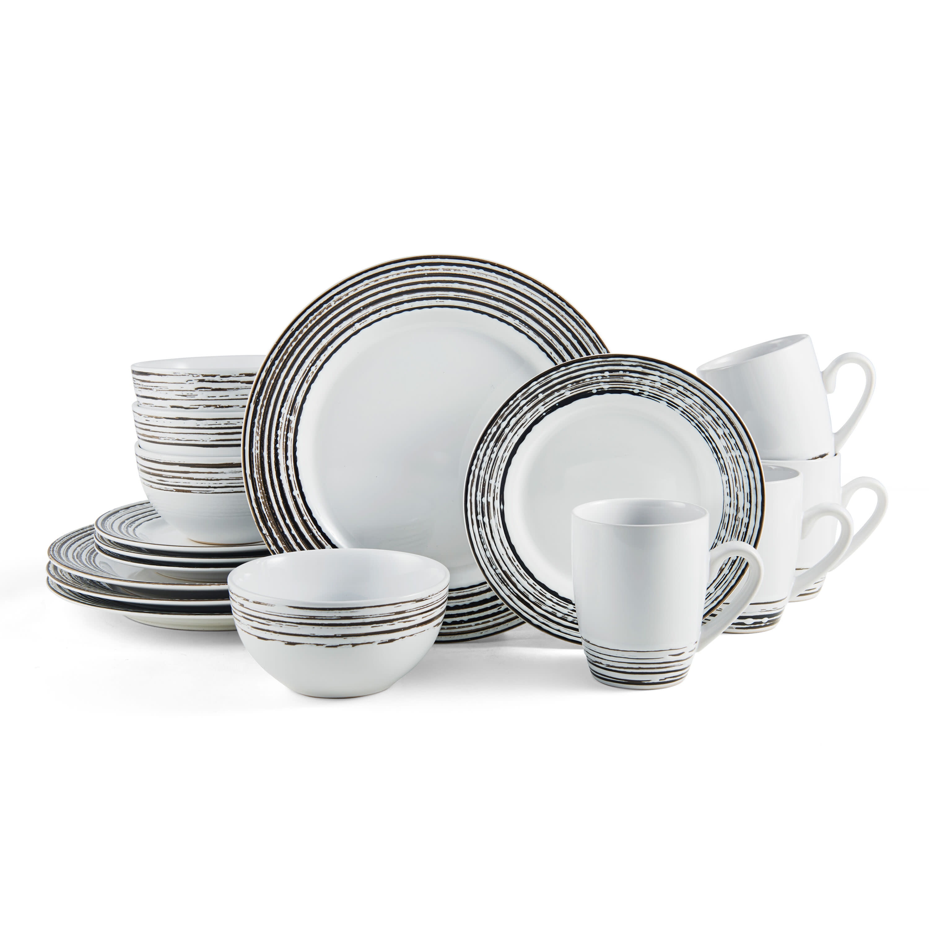 Bryson White Ceramic Stoneware Dinnerware Set, Service for 4