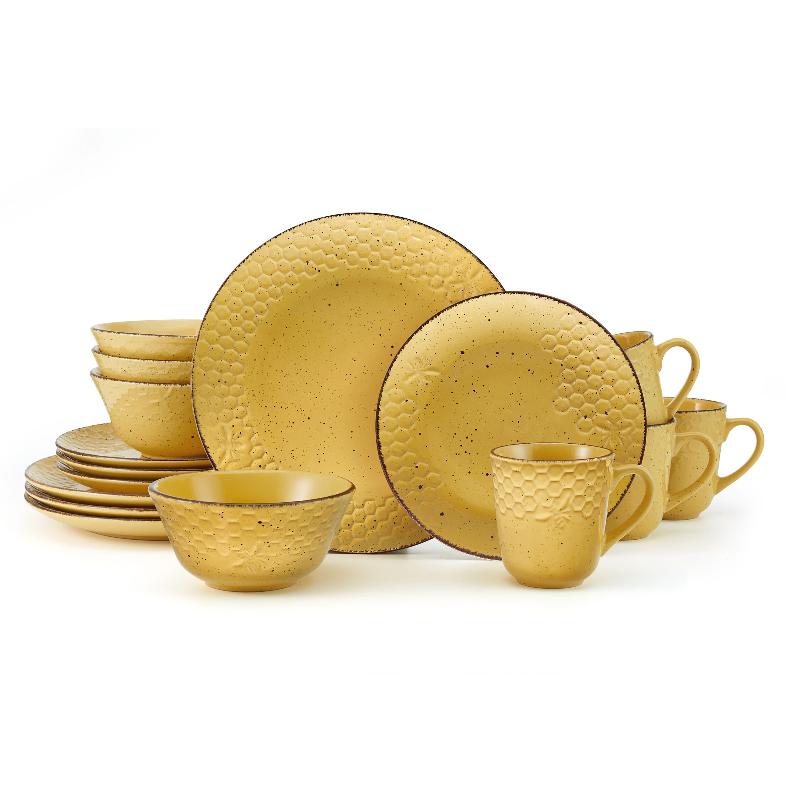Pfaltzgraff Bumblebee Yellow 16-Piece Dinnerware Set, Round