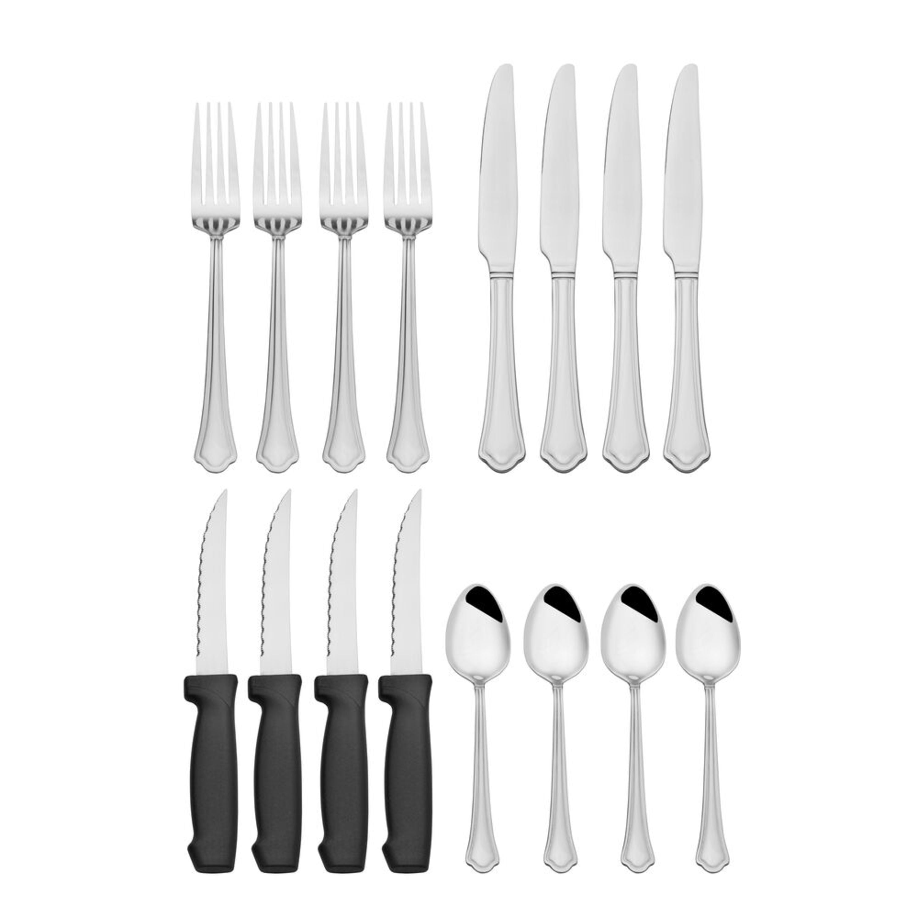 Pfaltzgraff Capri 16Piece 18.0 Flatware Set, Service for 4 with Steak
