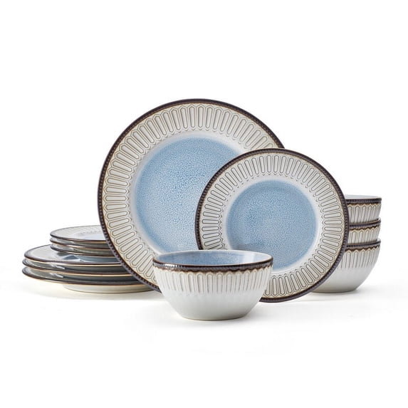 Pfaltzgraff Clara 12 Piece Stoneware Dinnerware Set Blue