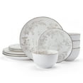 thumbnail interactive-video image 1 of Pfaltzgraff Enchanted Bloom 12 Piece Stoneware Dinnerware Set Gray, 1 of 12