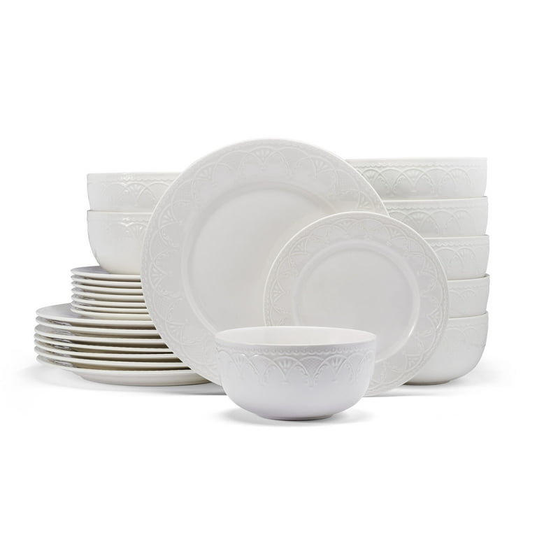Pfaltzgraff Esmeralda 24 Piece Porcelain Dinnerware Set White