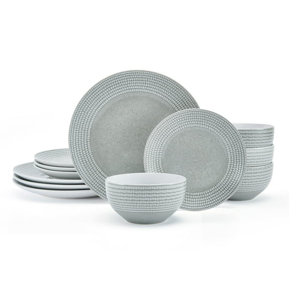 Pfaltzgraff Felicity 12 Piece Stoneware Dinnerware Set Gray
