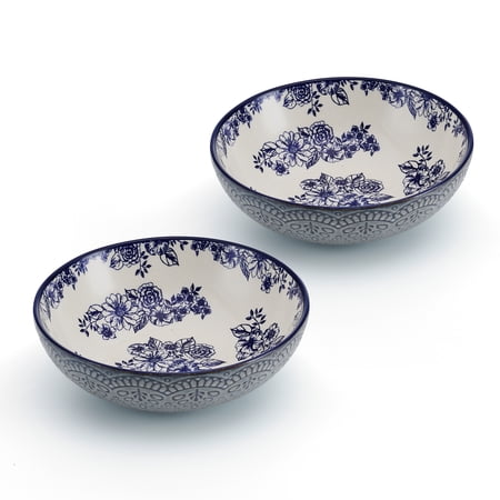 Pfaltzgraff Gabriela Stoneware 8-inch Pasta Bowl Set of 2 Blue