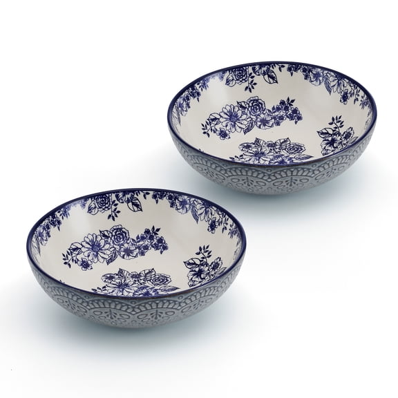 Pfaltzgraff Gabriela Stoneware 8-inch Pasta Bowl Set of 2 Blue
