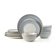 Pfaltzgraff Hensley 12 Piece Stoneware Dinnnerware Set Blue