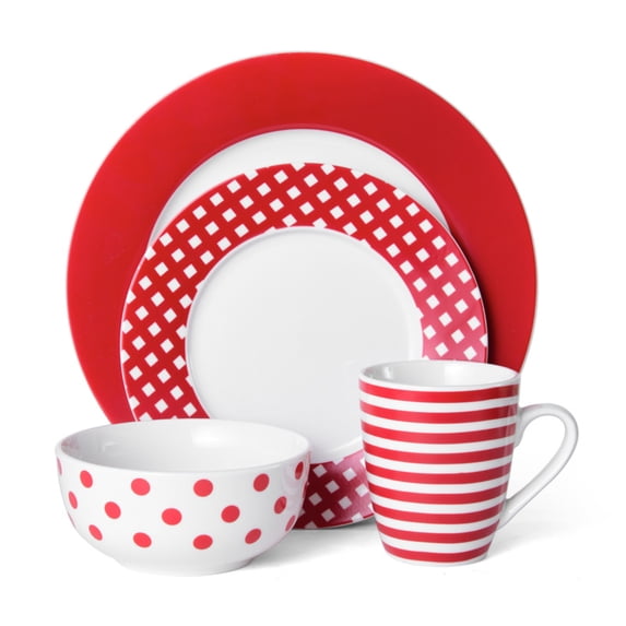 Pfaltzgraff® Kenna Red Porcelain 16-Piece Dinnerware