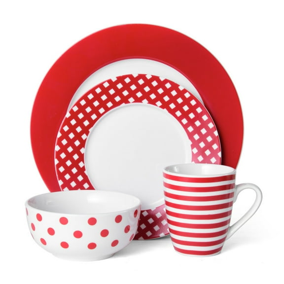 Pfaltzgraff Kenna Red Porcelain 16-Piece Dinnerware