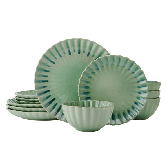 Pfaltzgraff Lucinda Green 12 Piece Dinnerware Set, Green