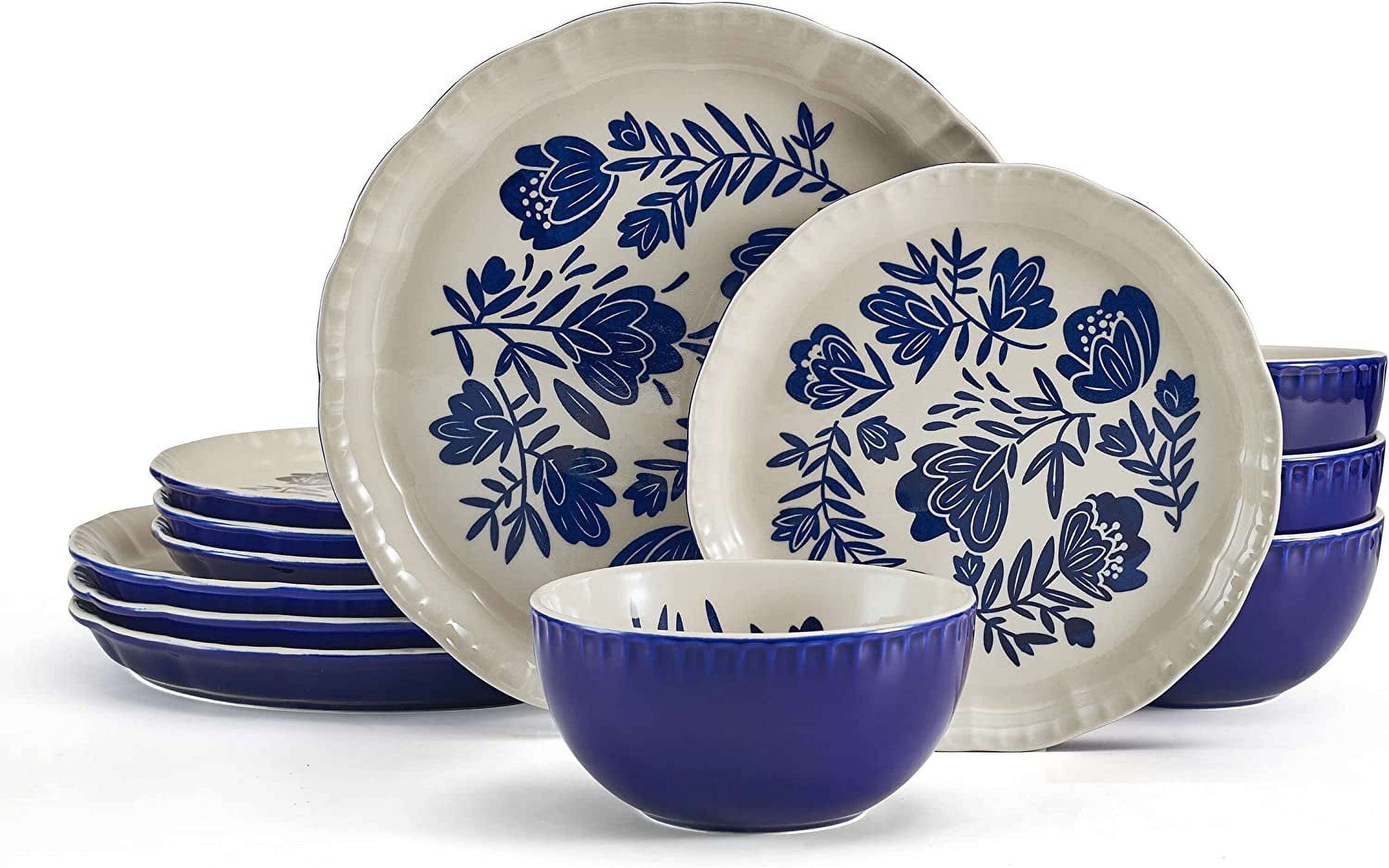 Free Shipping Pfaltzgraff Madison 12 Piece Stoneware Dinnerware Set Blue Walmart