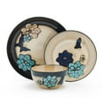 thumbnail interactive-video image 1 of Pfaltzgraff Painted Butterfly Blue 12 Piece Stoneware Dinnerware Set Tan, 1 of 5