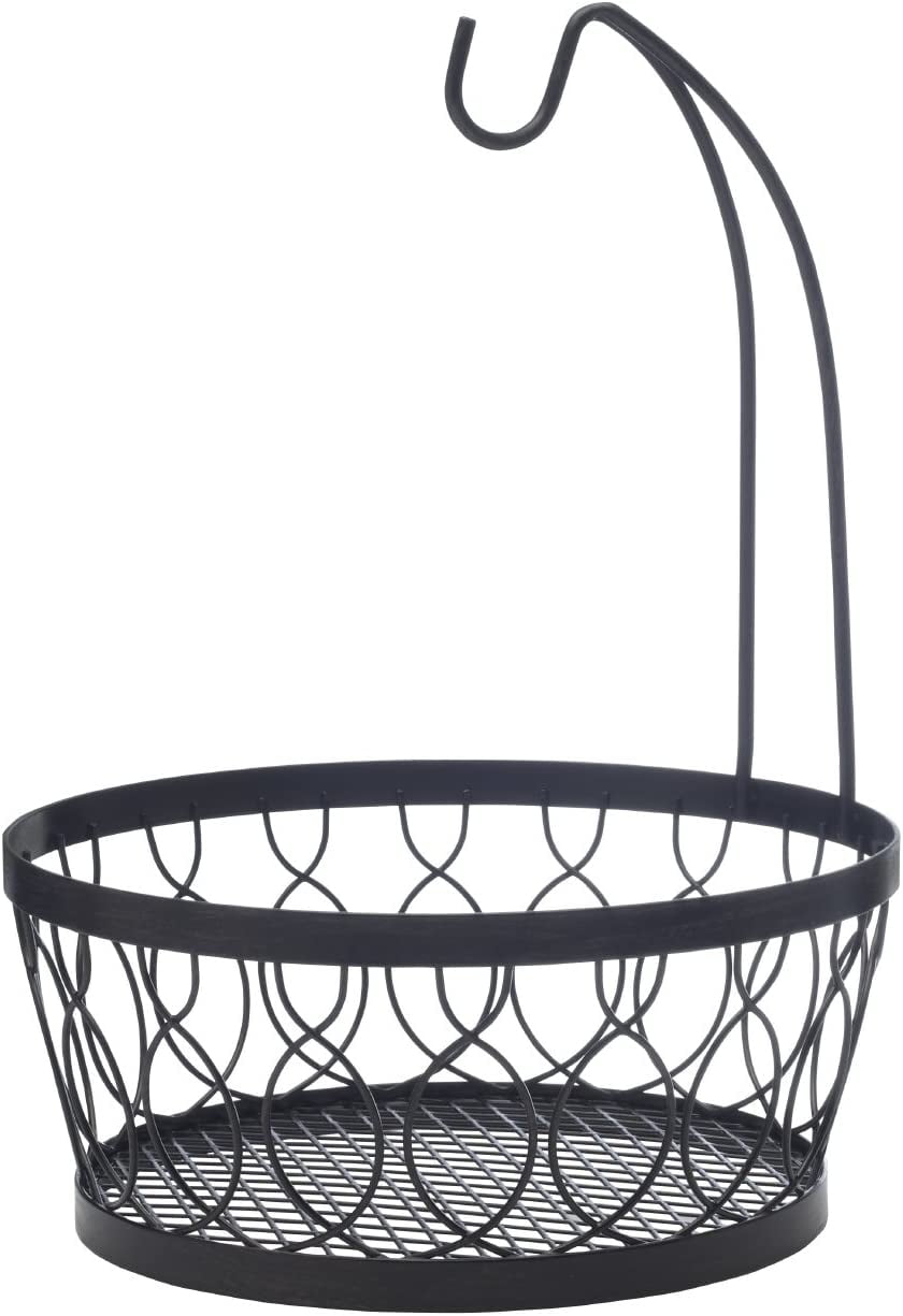 Pfaltzgraff Anvil Cage Black Metal Fruit Basket with Banana Hook