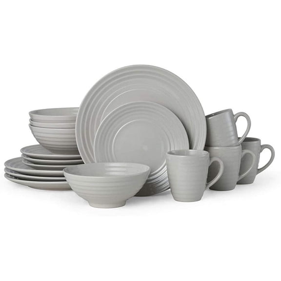 Pfaltzgraff Sophia Gray Stoneware 16-Piece Dinnerware Set