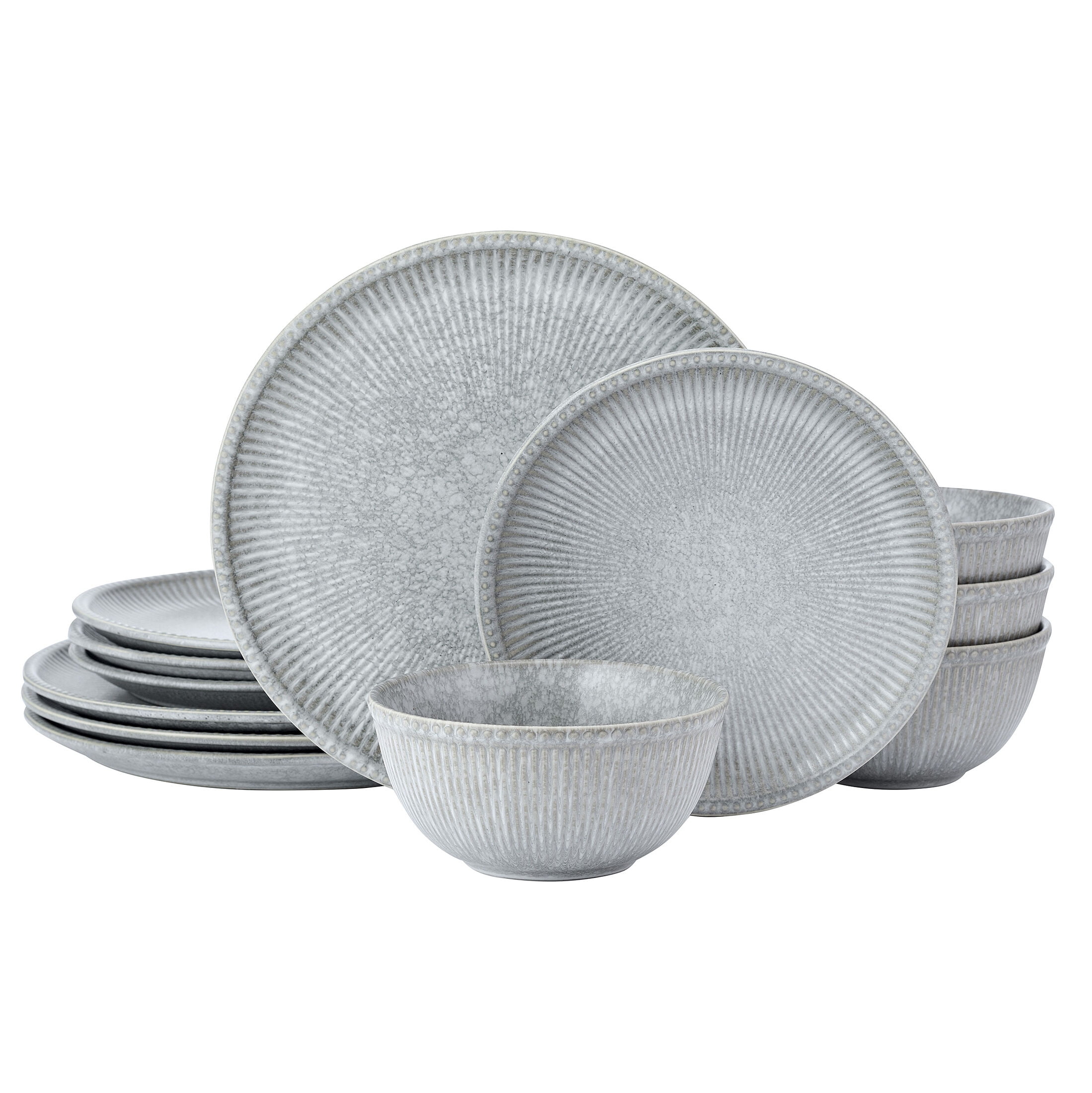 Pfaltzgraff Stone 12 Piece Dinnerware Set, Gray