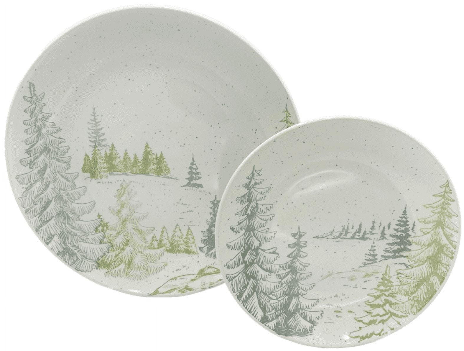 Tranquil Trails White Ceramic 12-Piece Dinnerware Set, Service for 4