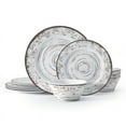 thumbnail interactive-video image 1 of Pfaltzgraff Trellis 12 Piece Melamine Dinnerware Set White, 1 of 5