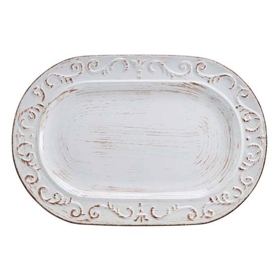 Pfaltzgraff Trellis 13.8 inch Stoneware Oval Platter White