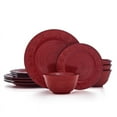 thumbnail interactive-video image 1 of Pfaltzgraff Trellis Snowflakes 12 Piece Stoneware Dinnerware Set Red, 1 of 5