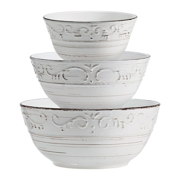 Pfaltzgraff Trellis Serving Bowls Set of 3 White
