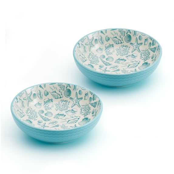 Pfaltzgraff Venice 8 inch Stoneware Pasta Bowls Set of 2 Teal